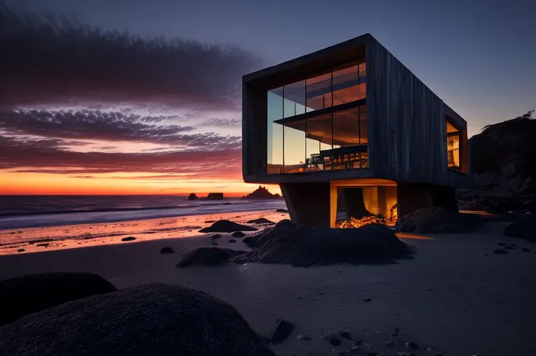 Villa de ensueño con vistas al atardecer en Pucón, Chile