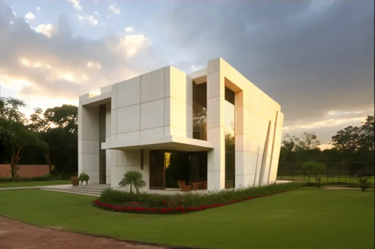 La armonía moderna en medio de la montaña: Villa en Asunción con jardines y fachada de piedra natural