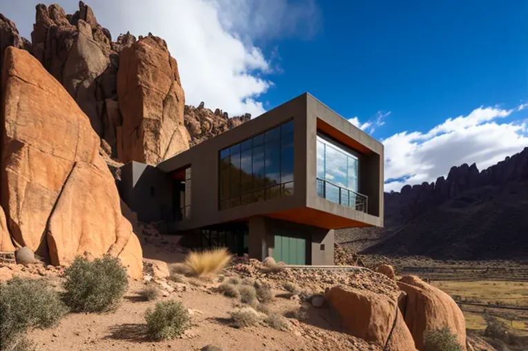 Arquitectura única con fachada de piedra natural