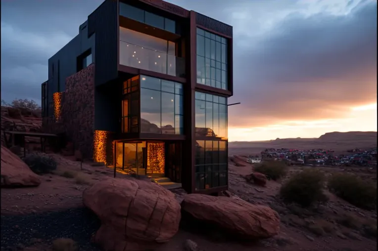 Vistas panorámicas en una casa construida en pizarra