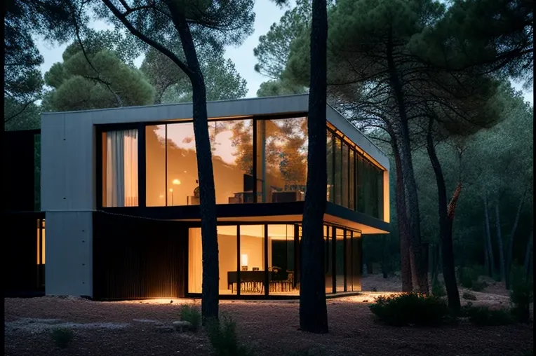 Villa de estilo contemporáneo rodeada de naturaleza y niebla en Mallorca