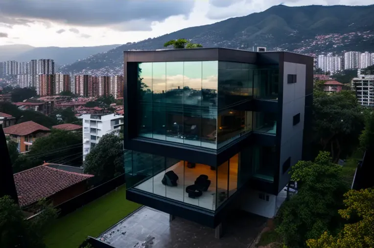 Disfruta de las vistas impresionantes y el diseño high-tech en esta impresionante casa con jardines y cascadas en Caracas