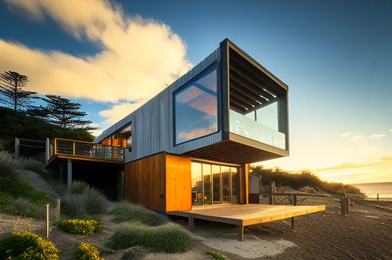 Escape a la playa en esta impresionante Casa de arquitectura high-tech con jardines privados y fachada de piedra natural en Pucón, Chile