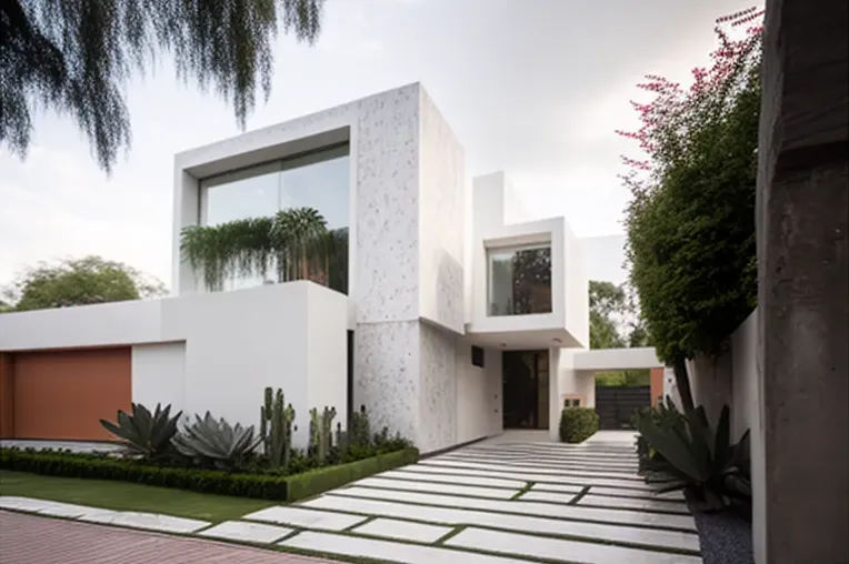 Villa de arquitectura moderna con piscina en área privada de México City