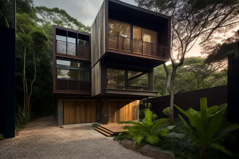 La Casa moderna con acabados de madera y aluminio en Caracas