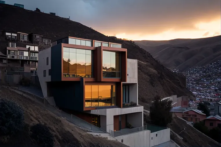 Casa de estilo contemporáneo con vistas impresionantes a las montañas nevadas en Lima