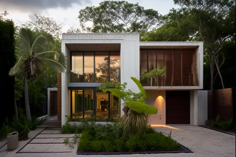Casa ecológica de lujo en un parque natural con iluminación natural en Cancun, Mexico