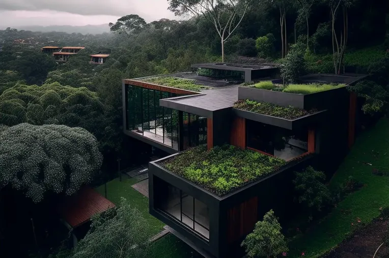 Vida verde en las alturas: Casa de arquitectura ecológica con vistas panorámicas