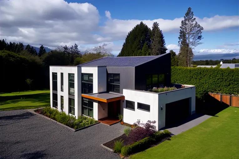 Casa de diseño contemporáneo con vista al atardecer en Puerto Varas