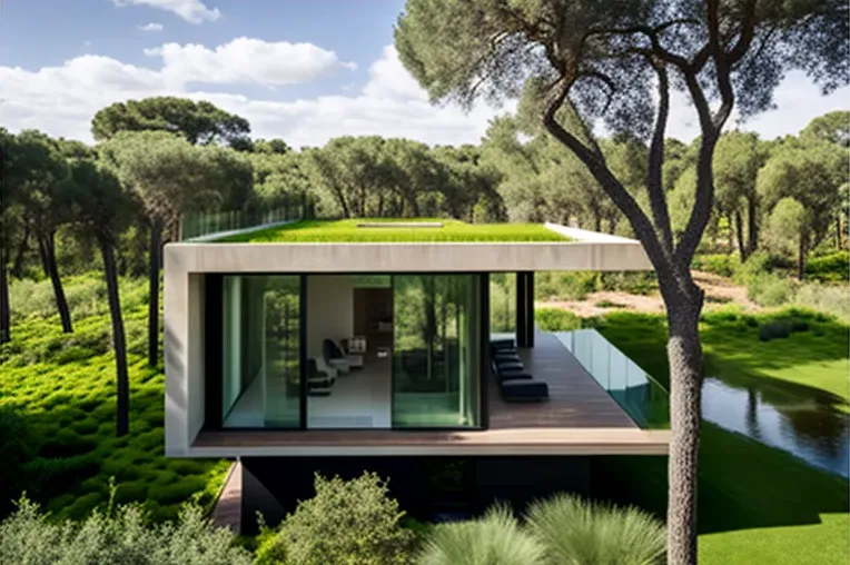 Vida de ensueño en Sotogrande: Casa de pizarra, ladrillo, piedra natural y marmol blanco con iluminación exterior en medio de la jungla