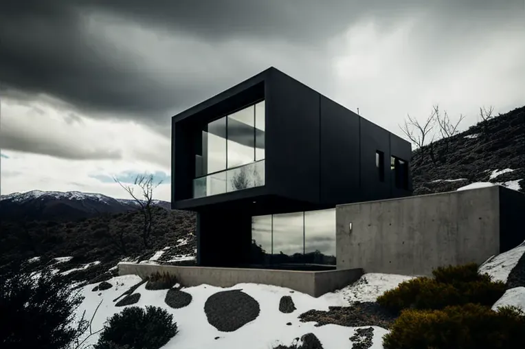 La Casa minimalista con vistas de las montañas nevadas en Puebla