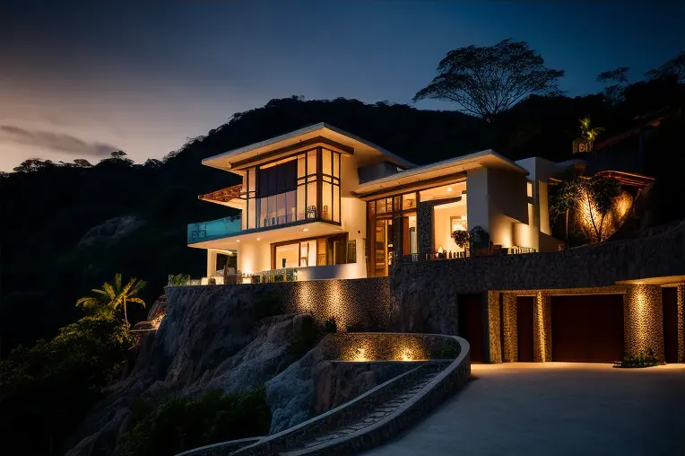 Sofisticación en medio de la naturaleza: Casa de lujo construida en hormigón, mármol y bambú