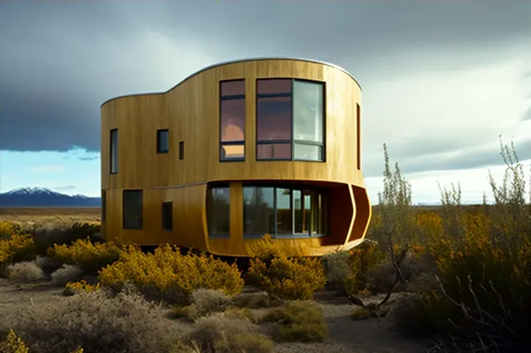 Estilo de vida sostenible en esta villa de madera laminada y fachada elíptica en Puerto Natales