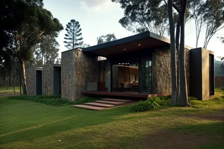 Arquitectura de vanguardia con materiales naturales en casa en Paraguay