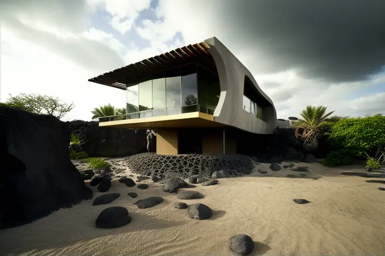 Casa ecológica con vista al atardecer cerca de la playa en Galápagos