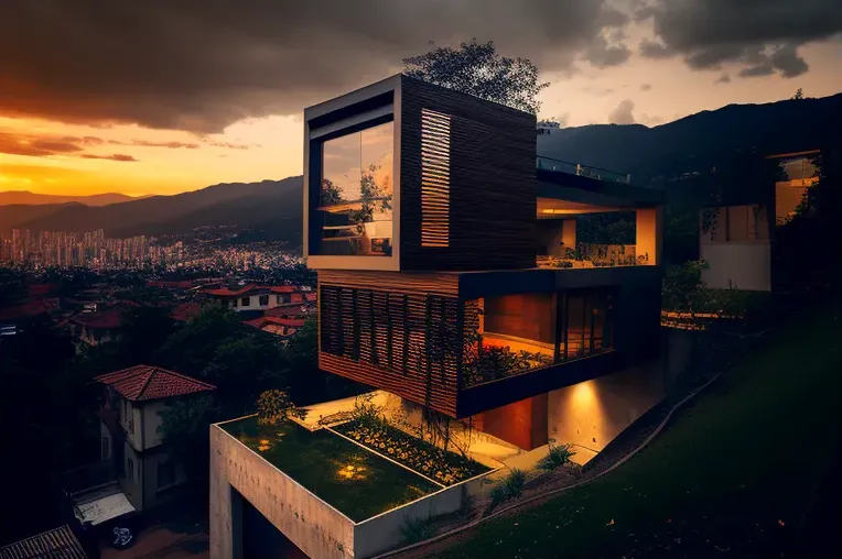 La villa de lujo: vistas impresionantes del atardecer en Caracas