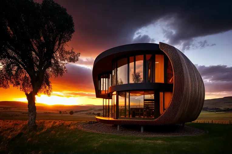 Disfruta del atardecer desde esta casa de lujo construida en bambú, hormigón armado y aluminio