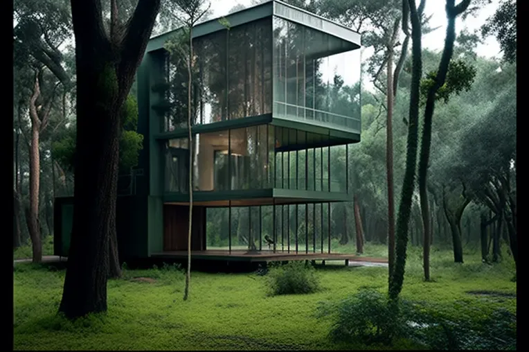 Villa de lujo con vistas al bosque rodeada de niebla y espacios abiertos en Buenos Aires, Argentina