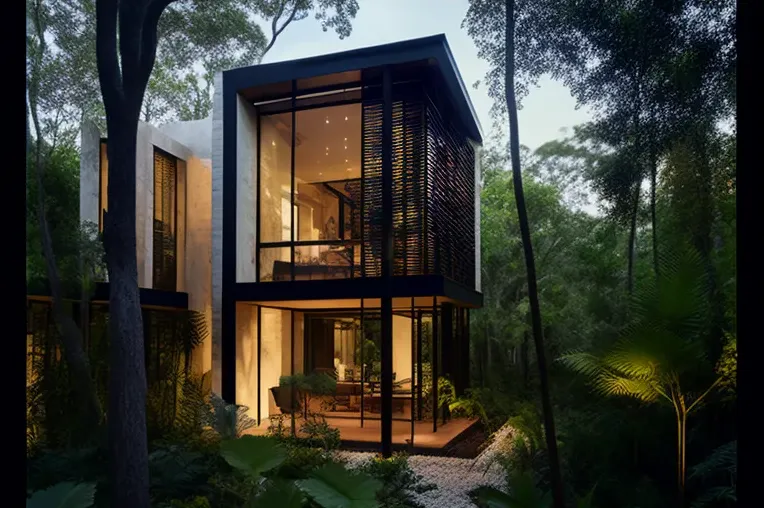 Sueño hecho realidad en la selva de Cancún: Casa de arquitectura moderna con techos altos y estacionamiento techado