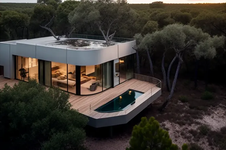 Lujoso Refugio en el Bosque: Casa de Arquitectura Moderna con Jacuzzi de Vapor