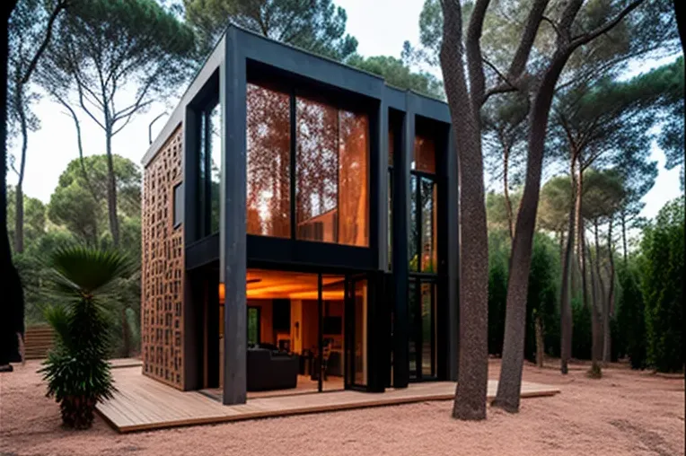 Retiro privado en el bosque: Casa mediterránea con muros de privacidad con vegetación, techos altos y construida en fibra de carbono y mármol blanco en Sevilla