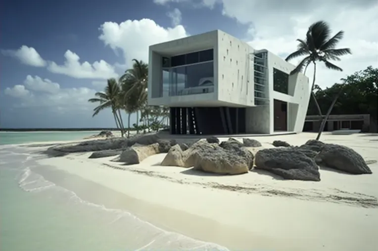 Diseño único y vistas impresionantes en esta casa de piedra natural, aluminio y acero inoxidable en San Andrés