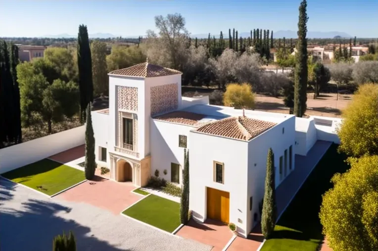 La Belleza de la Arquitectura Mediterránea en Sevilla: Villa de Hormigón armado, Pizarra, Madera Laminada, Vidrio y Fachada Elíptica con vistas impresionantes a las Montañas Nevadas