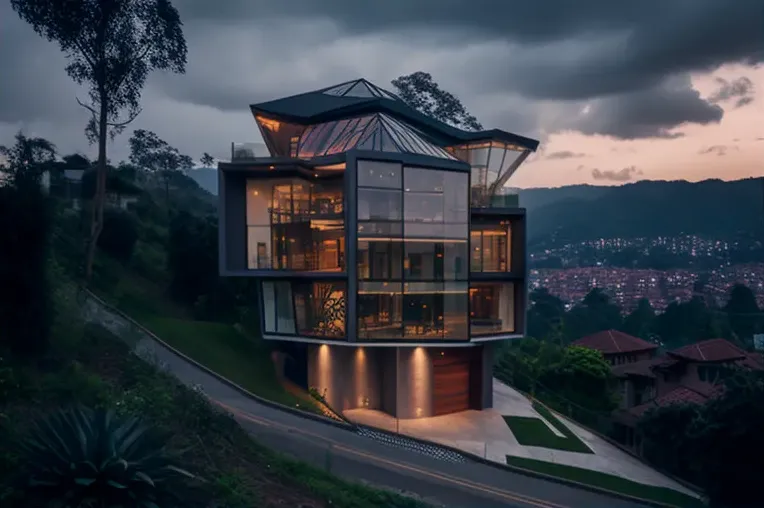 Arquitectura industrial con vistas impresionantes en esta impresionante villa en la montaña de Medellín