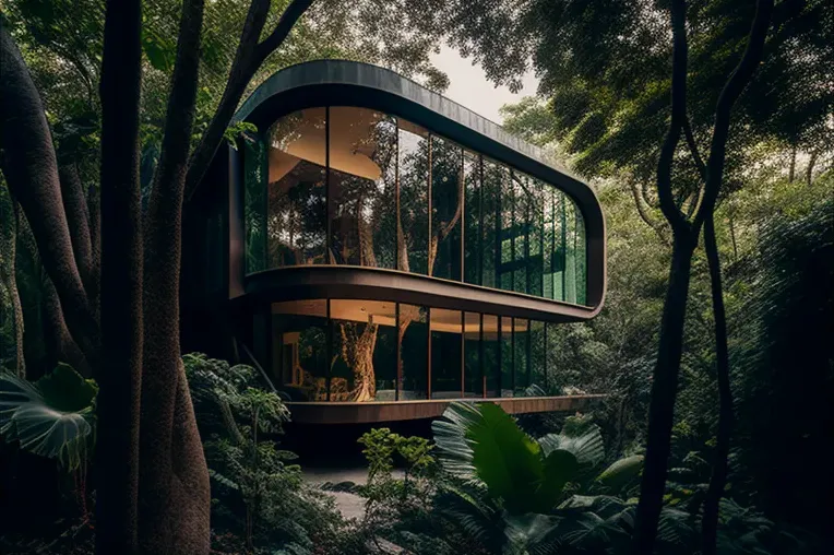 Armonía en la naturaleza: Villa con fachada elíptica rodeada de niebla en Puerto Vallarta