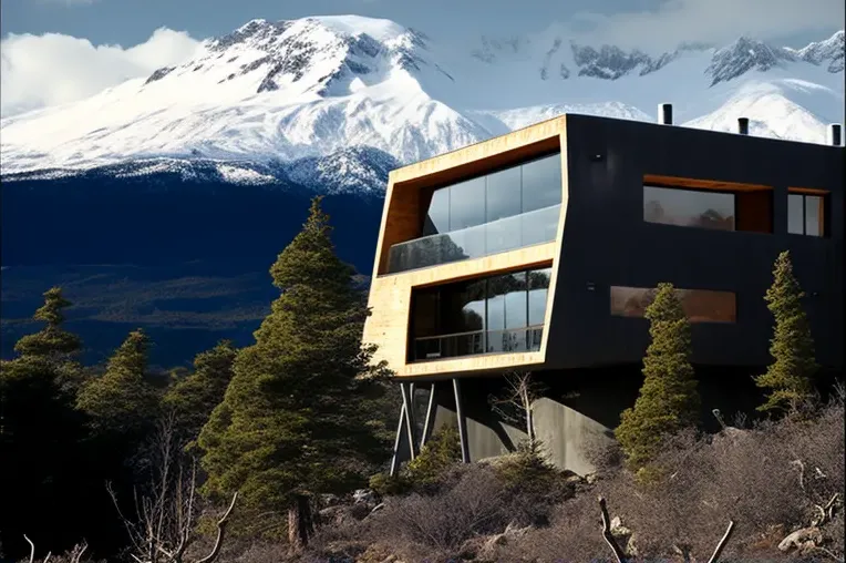 Vista impresionante y arquitectura moderna: Villa de lujo en las montañas nevadas de Pucón