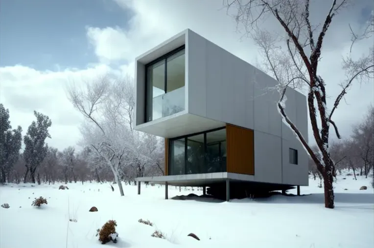 Casa de ensueño en las montañas nevadas