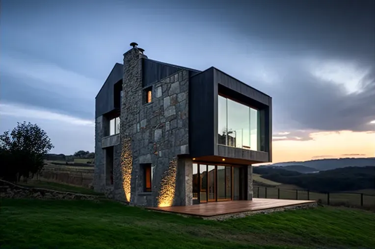 La Casa de Pizarra y Vidrio con vistas panorámicas en Cantabria