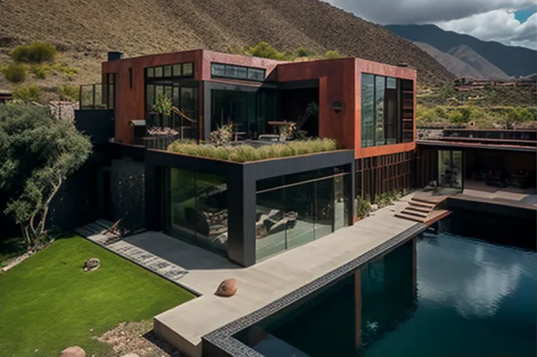 Escape a la montaña en esta villa de estilo industrial con piscina