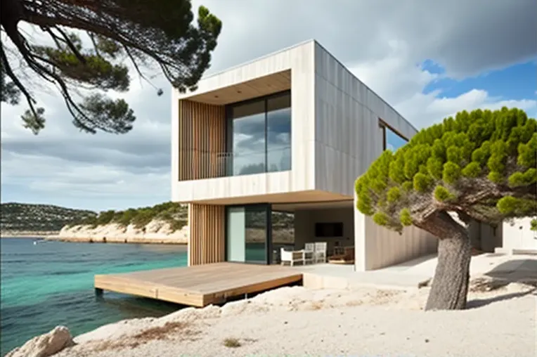 Sofisticado estilo de vida en Mallorca: Casa minimalista con materiales de alta calidad y entrada privada con cascada