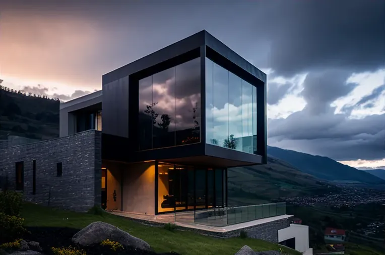 Materiales naturales y diseño contemporáneo en esta villa con vistas a las montañas nevadas en Quito