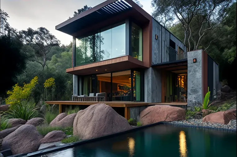 Lujosa villa en la jungla: Casa de estilo industrial con pizarra, aluminio y piedra natural en La Paz