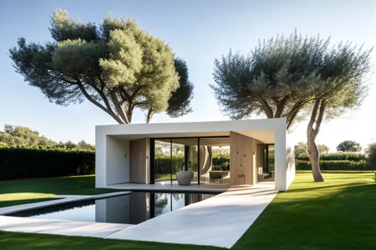 Diseño minimalista y naturaleza en una villa de lujo con piscina privada