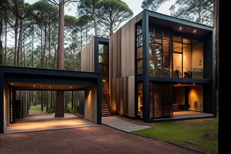 Villa de estilo industrial rodeada de niebla en Punta del Este