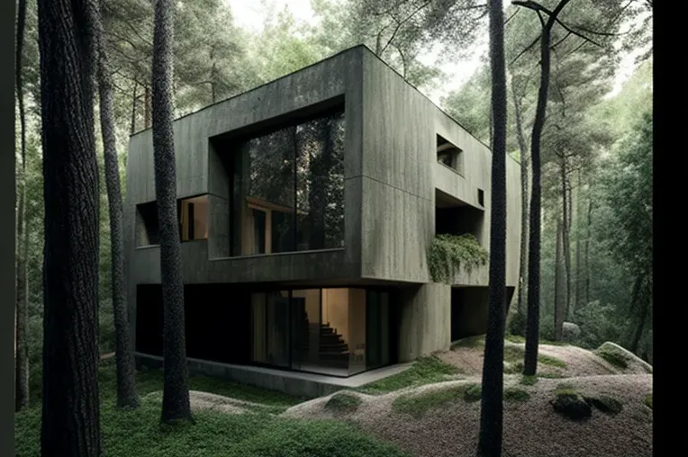 Casa de lujo en el bosque con arquitectura de vanguardia