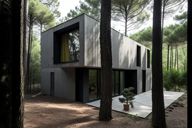 Casa de ensueño con entrada privada y cascada en el bosque