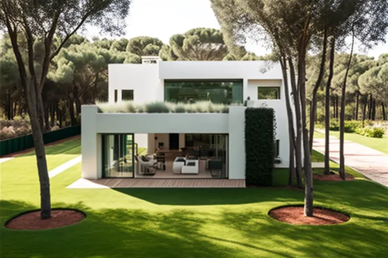 Un Refugio en el Parque Natural: Casa de Estilo Contemporáneo con Techos Altos y Jardines con cascadas en Sotogrande