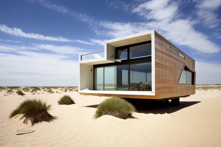 Vista al mar en estilo minimalista: Casa de lujo con estacionamiento techado y materiales de alta calidad