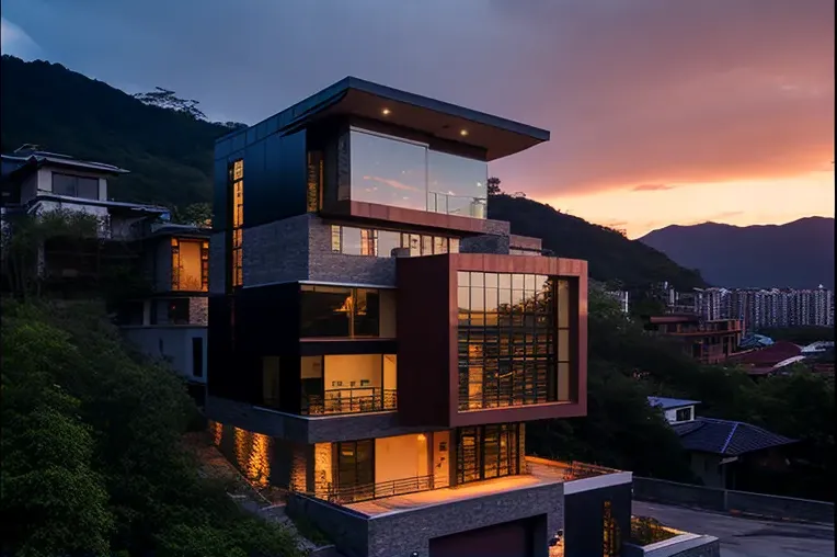 Techos altos y diseño impresionante en esta casa de hormigón y ladrillo