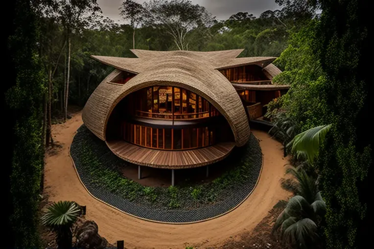 Villa Ecológica con Vistas a las Montañas Nevadas: Arquitectura de Bambú y Piedra Natural en Santa Cruz