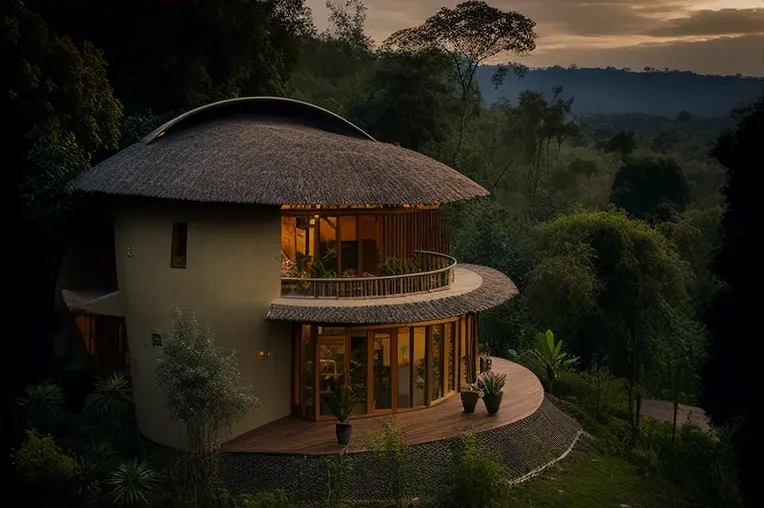 La Belleza de Bolivia: Villa de Bambú y Piedra Natural con Vistas a las Montañas Nevadas en Santa Cruz