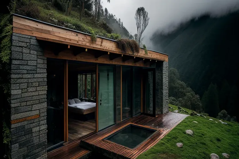 Lujosa casa de vanguardia con vistas al bosque y sistema de iluminación exterior