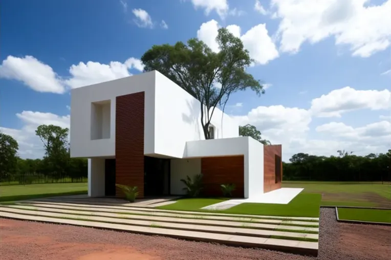 Diseño y tecnología en un entorno natural: Casa high-tech con fachada de piedra natural en Asunción