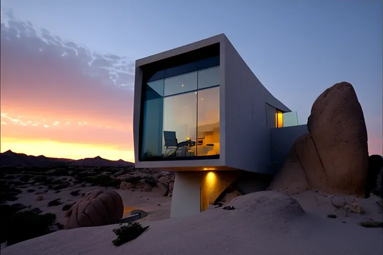 Casa de diseño minimalista con vistas panorámicas de las montañas en Los Cabos