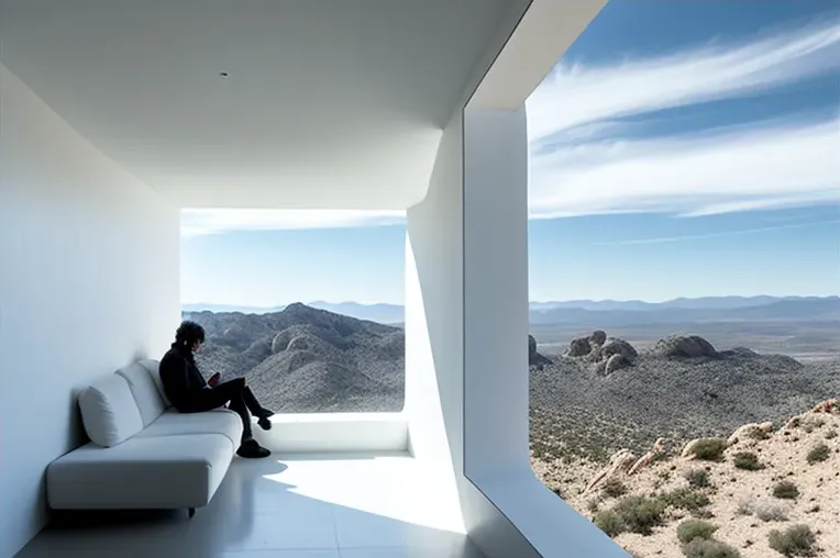 Escape a la tranquilidad: Casa minimalista con vistas panorámicas de las montañas nevadas y piscina al aire libre en Valencia