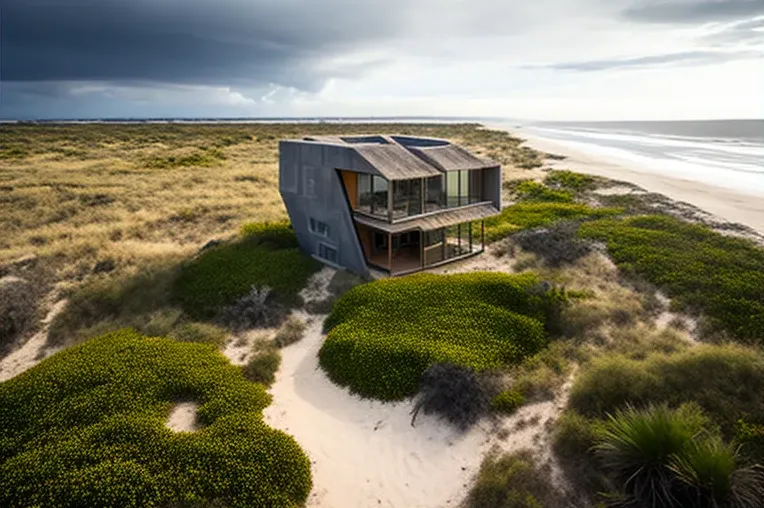 Casa ecológica de vanguardia con vistas impresionantes a la playa y espacios abiertos en Galápagos